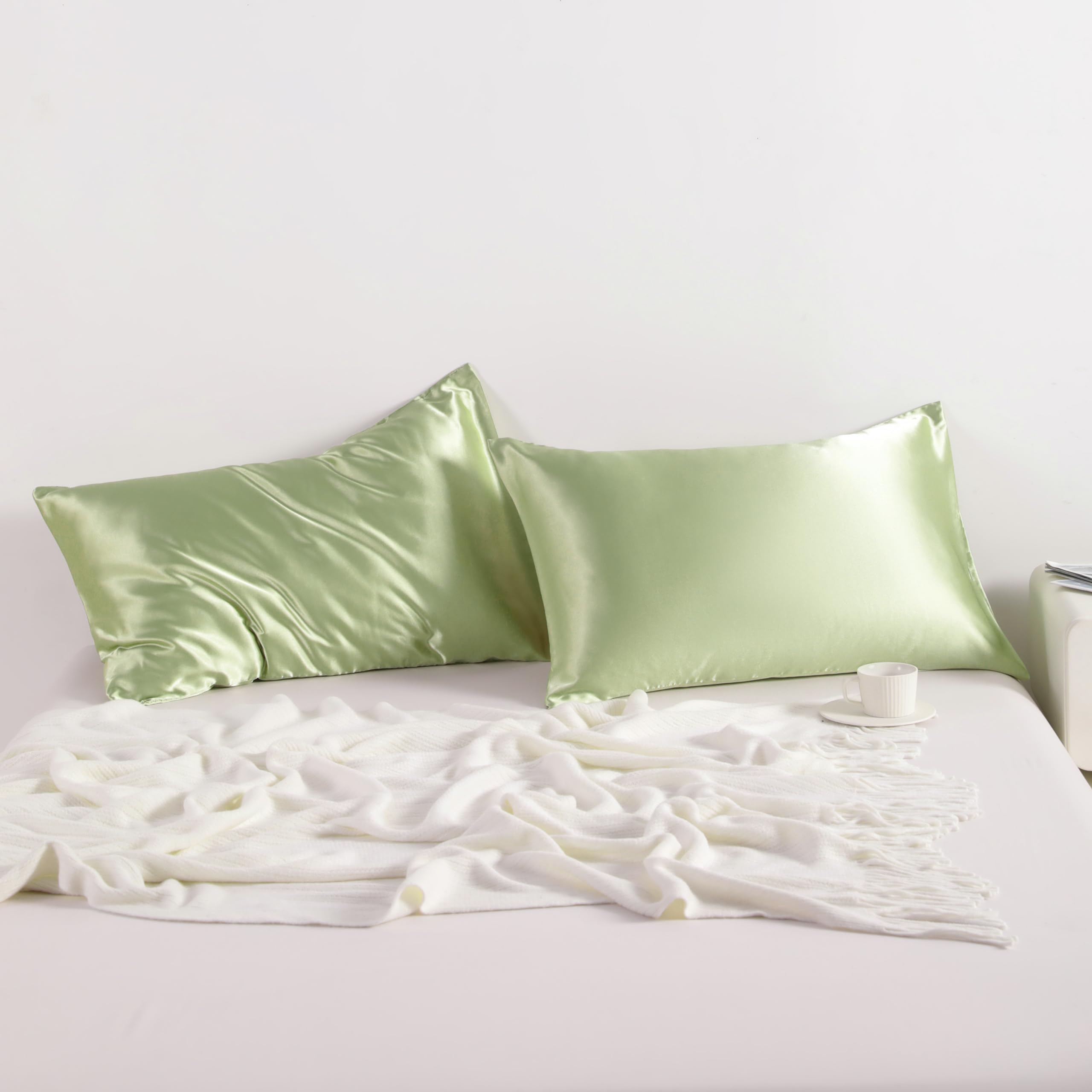 Ntbay 2 Pack Satin King Pillowcases For Hair And Skin, Luxurious And Silky Pillow Cases With Envelope Closure, 20X36 Inches, Sage Green